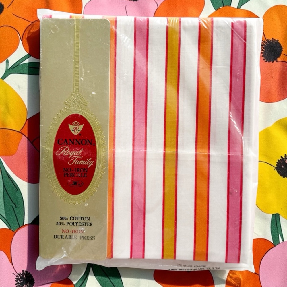 Cannon Royal Family No Iron Vintage Percale Standard Pillowcases in Stripe | NWT